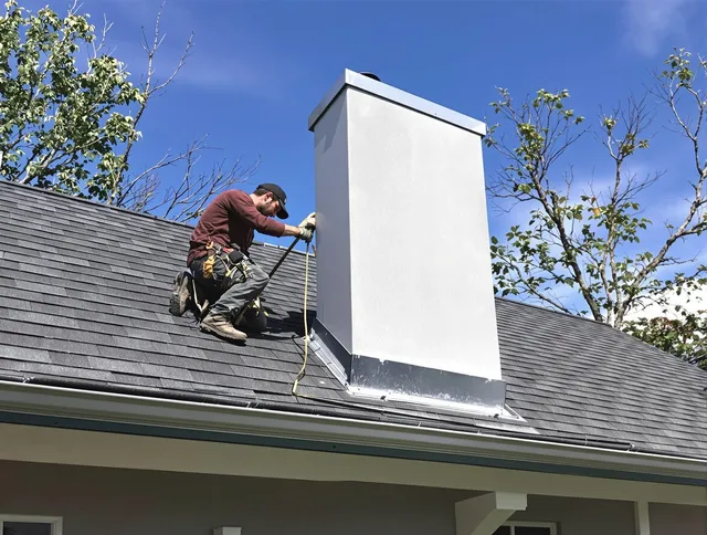 Wallingford Center Chimney Sweep team member finishing chimney construction in Wallingford Center, CT