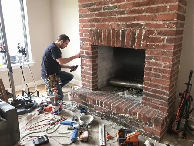 Wallingford Center Chimney Sweep specialist finalizing chimney liner service in Wallingford Center, CT