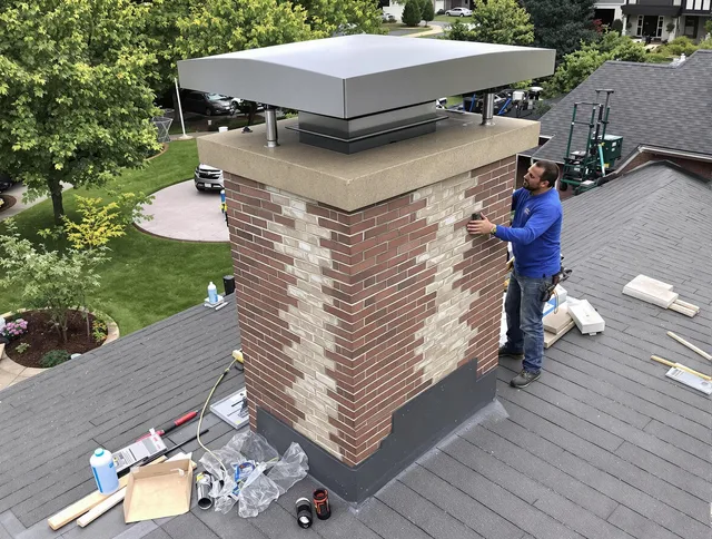 Wallingford Center Chimney Sweep team working on a custom chimney remodel in Wallingford Center, CT