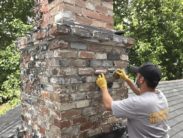 In-progress chimney restoration by Wallingford Center Chimney Sweep in Wallingford Center, CT