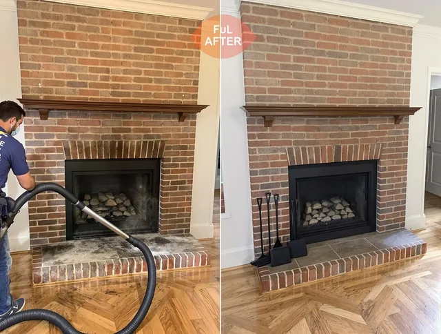 Wallingford Center Chimney Sweep carefully sanitizing a fireplace in Wallingford Center, CT