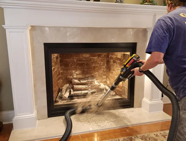 Fireplace cleaning performed by Wallingford Center Chimney Sweep in Wallingford Center, CT